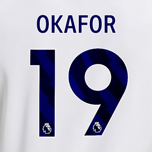 2025 2026 OFFICIAL LEEDS UNITED OKAFOR 19 BLUE HOME PLAYER SIZE NAMESET
