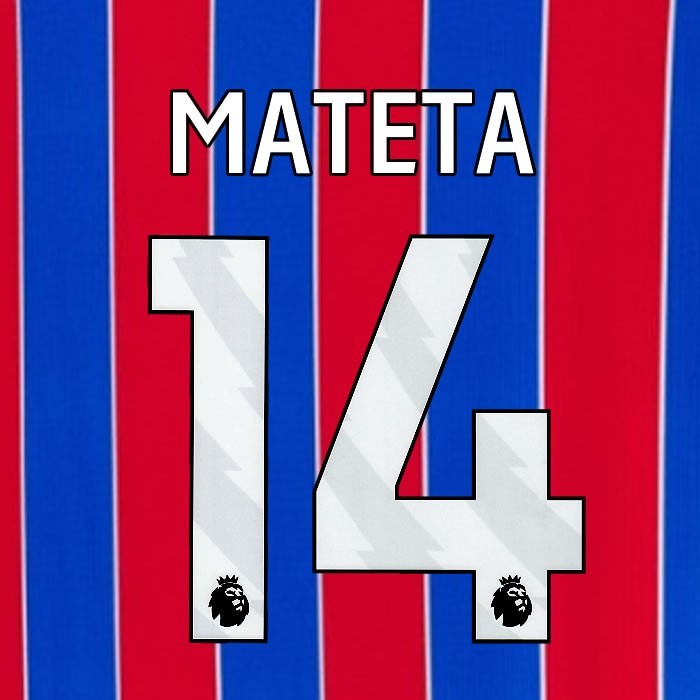 2025 2026 OFFICIAL CRYSTAL PALACE MATETA 14 WHITE HOME PLAYER SIZE NAMESET