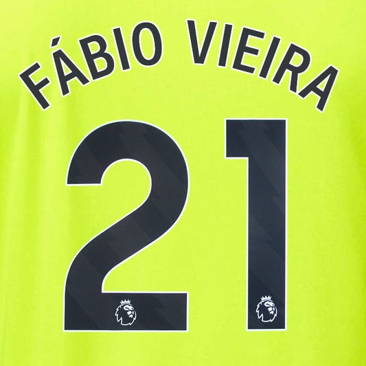 ARSENAL 23/24 FABIO VIEIRA 21 OFFICIAL AVERY DENNISON BLACK PLAYER SIZE NAME SET