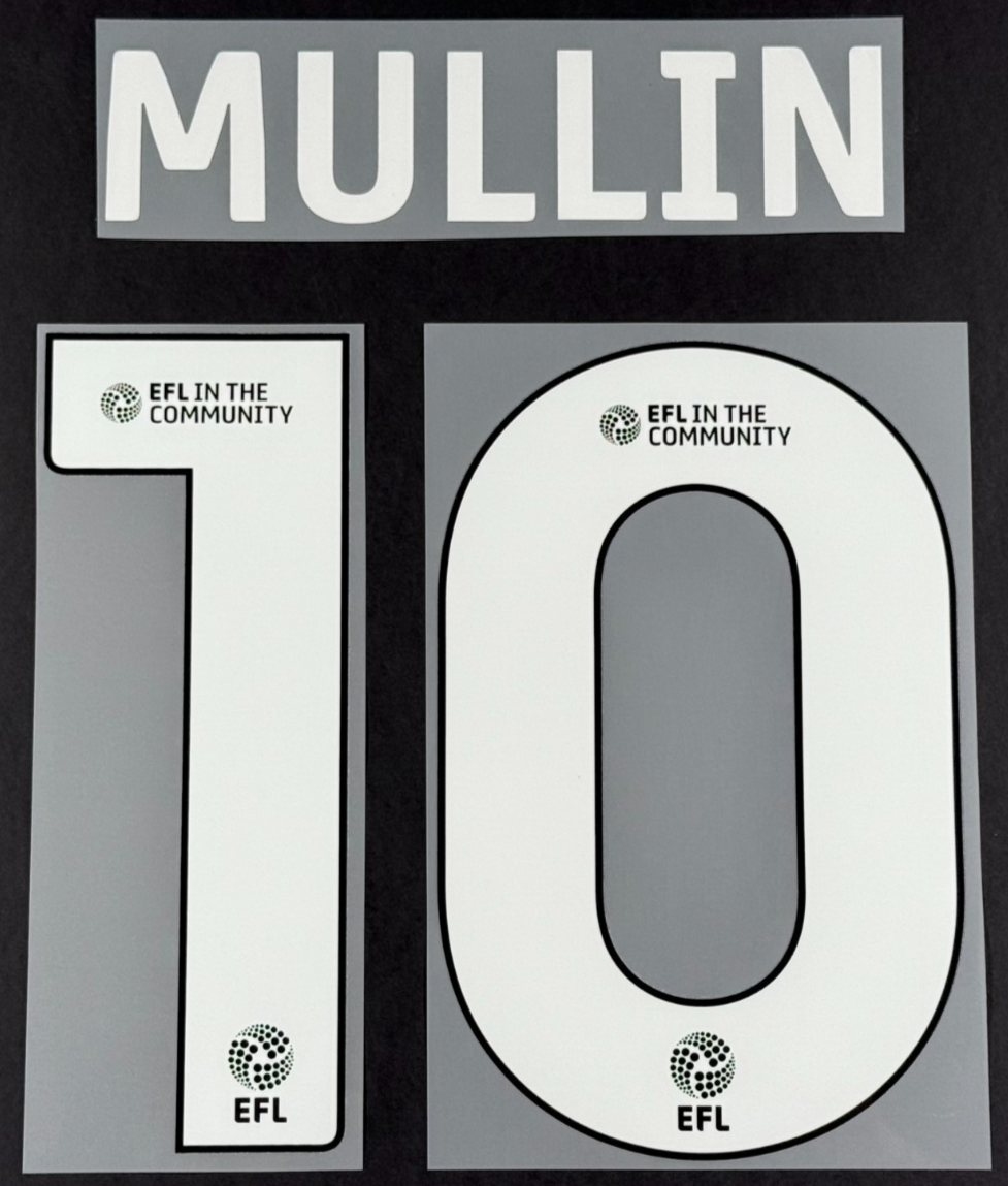 24 / 25 WREXHAM A.F.C.  MULLIN 10 OFFICIAL WHITE HOME PLAYER SIZE NAME SET