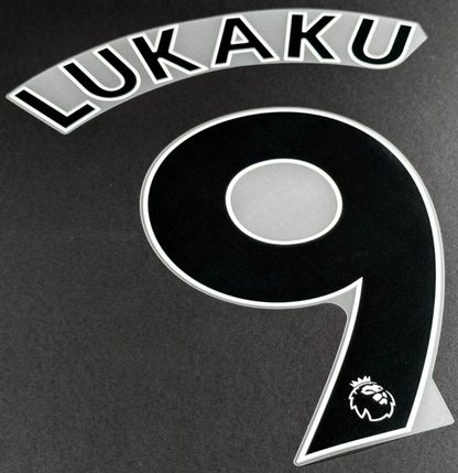 MAN UTD 2019/2023 LUKAKU 9 OFFICIAL AVERY DENNISON BLACK PLAYER SIZE NAME SET