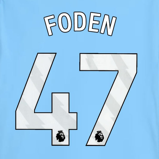 2025 2026 MANCHESTER CITY FODEN 47 WHITE HOME PLAYER SIZE NAME SET
