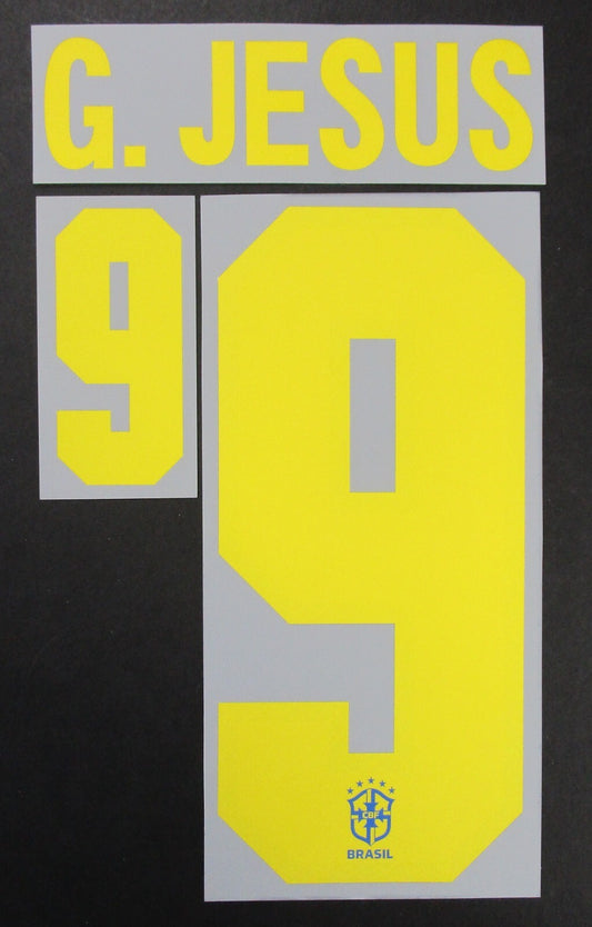 BRAZIL 2020 2021 OFFICIAL G. JESUS 9 AWAY PLAYER SIZE NAMESET 260MM