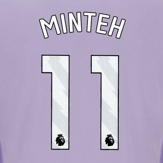 2025 2026 OFFICIAL BRIGHTON MINTEH 11 AWAY WHITE PLAYER SIZE NAMESET