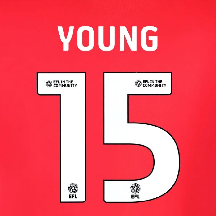 25 26  IPSWITCH TOWN YOUNG 15 OFFICIAL WHITE AWAY PLAYER SIZE NAME SET 230MM