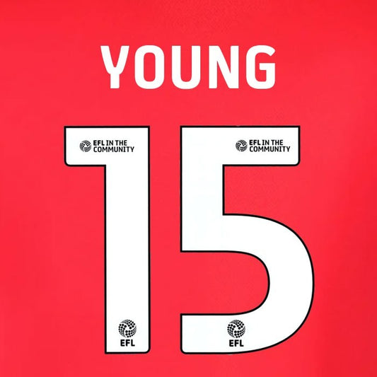 25 26  IPSWITCH TOWN YOUNG 15 OFFICIAL WHITE AWAY PLAYER SIZE NAME SET 230MM