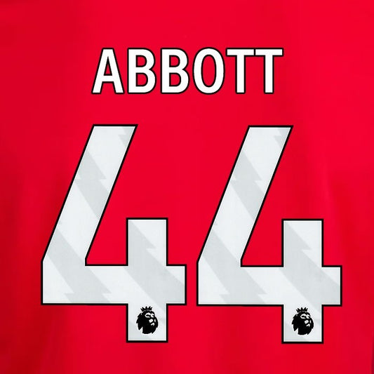 2023 2024 OFFICIAL NOTTINGHAM ABBOTT 44 WHITE HOME PLAYER SIZE NAMESET