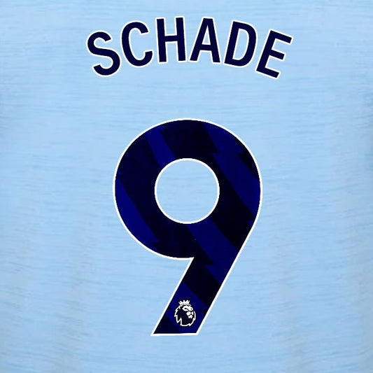 2023 2024 BRENTFORD SCHADE 9 OFFICIAL BLUE AWAY PLAYER SIZE NAMESET