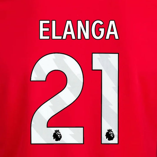 2024 2025 OFFICIAL NOTTINGHAM ELANGA 21 WHITE HOME PLAYER SIZE NAMESET