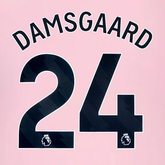 2024 2025 BRENTFORD DAMSGAARD 24 OFFICIAL BLACK AWAY PLAYER SIZE NAMESET