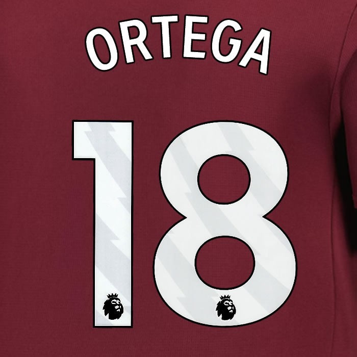 2024 2025 MANCHESTER CITY ORTEGA 18 WHITE 3RD PLAYER SIZE NAME SET