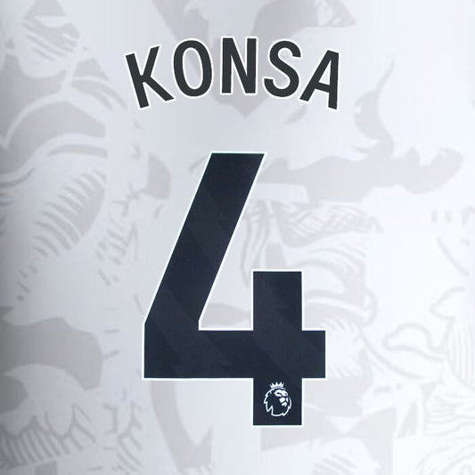 2023 2024 ASTON VILLA KONSA 4 OFFICIAL BLACK AWAY PLAYER SIZE NAMESET