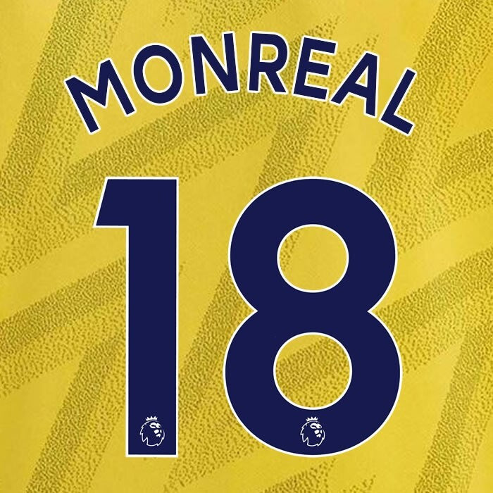 ARSENAL 2019-23 MONREAL 18 OFFICIAL AVERY DENNISON NAVY PLAYER SIZE NAME SET