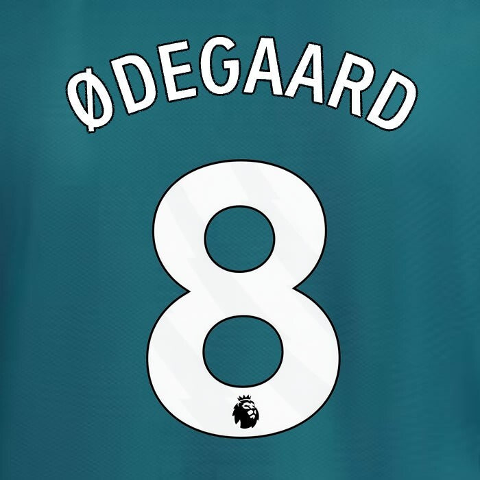 2023 2024 ARSENAL ODEGAARD 8 WHITE 3RD OFFICIAL PLAYER SIZE NAME SET