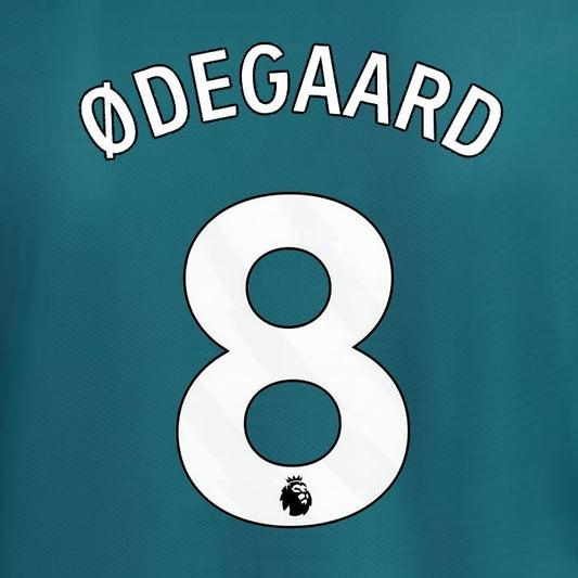 2023 2024 ARSENAL ODEGAARD 8 WHITE 3RD OFFICIAL PLAYER SIZE NAME SET
