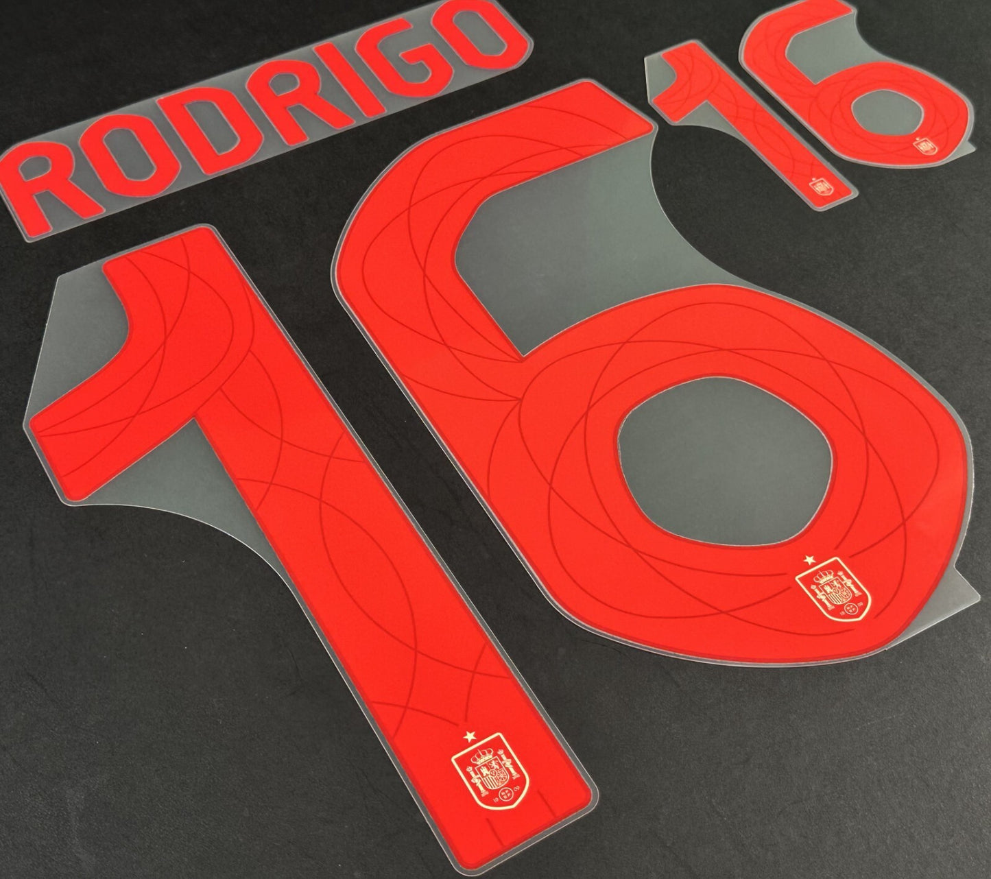 SPAIN 2023 2024 OFFICIAL AVERY DENNISON RODRIGO 16 AWAY PLAYER SIZE NAMESET