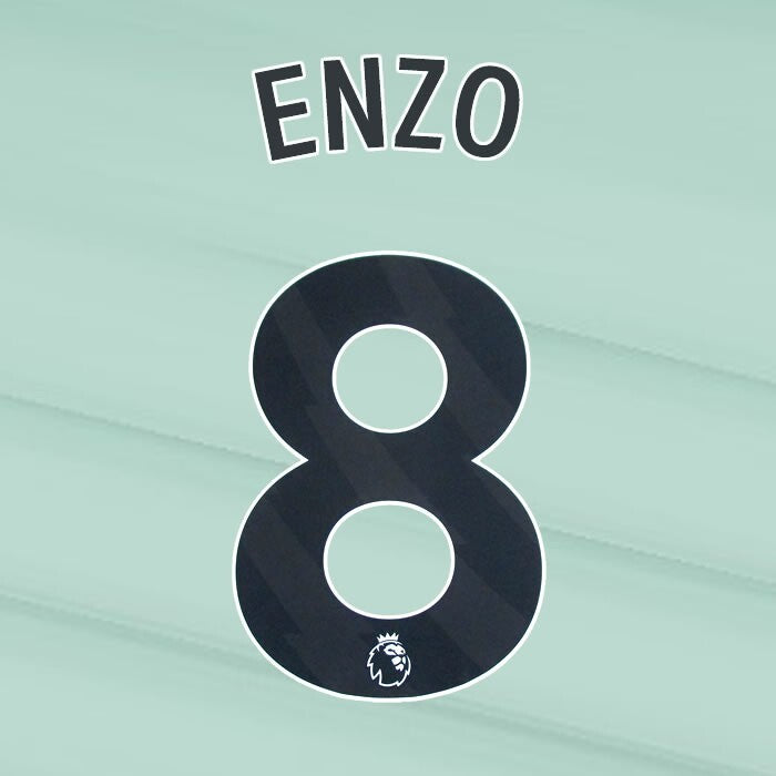 2023 2024 OFFICIAL CHELSEA ENZO 8 BLACK 3RD PLAYER SIZE NAMESET