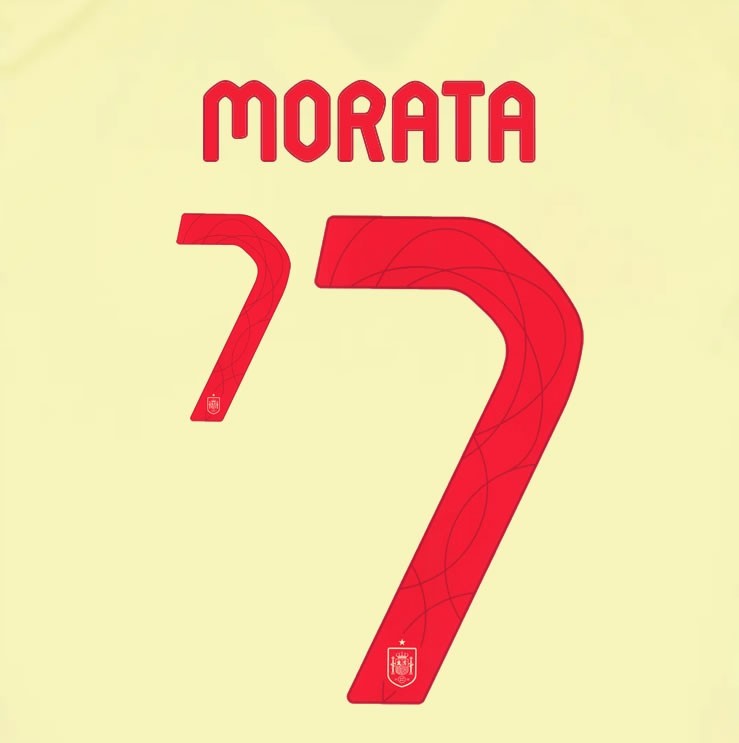 2024 2025 OFFICIAL SPAIN MORATA 7 AWAY PLAYER SIZE NAMESET