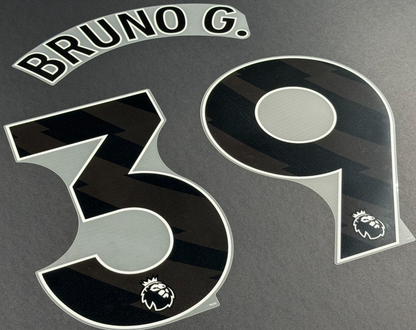 NEWCASTLE 24/25 BRUNO G. 39 OFFICIAL AVERY DENNISON BLACK PLAYER SIZE NAME SET
