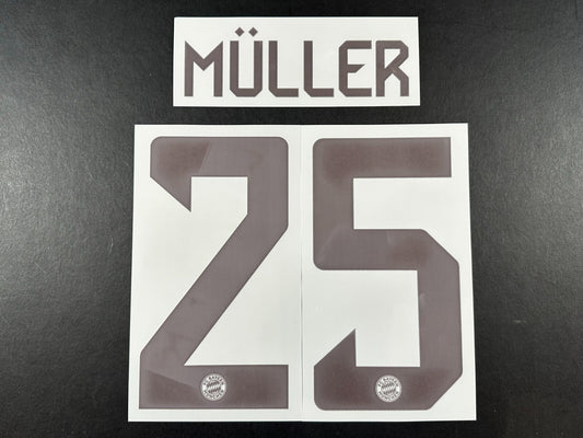 2024 2025 OFFICIAL BAYERN MULLER 25 HOME DARK RED PLAYER SIZE NAMESET