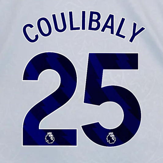 2024 2025 OFFICIAL LEICESTER CITY COULIBALY 25 BLUE 3RD PLAYER SIZE NAME SET
