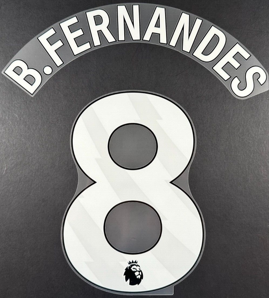 MAN UTD 2023 - 2025 B. FERNANDES 8 OFFICIAL AVERY DENNISON WHITE PLAYER SIZE SET