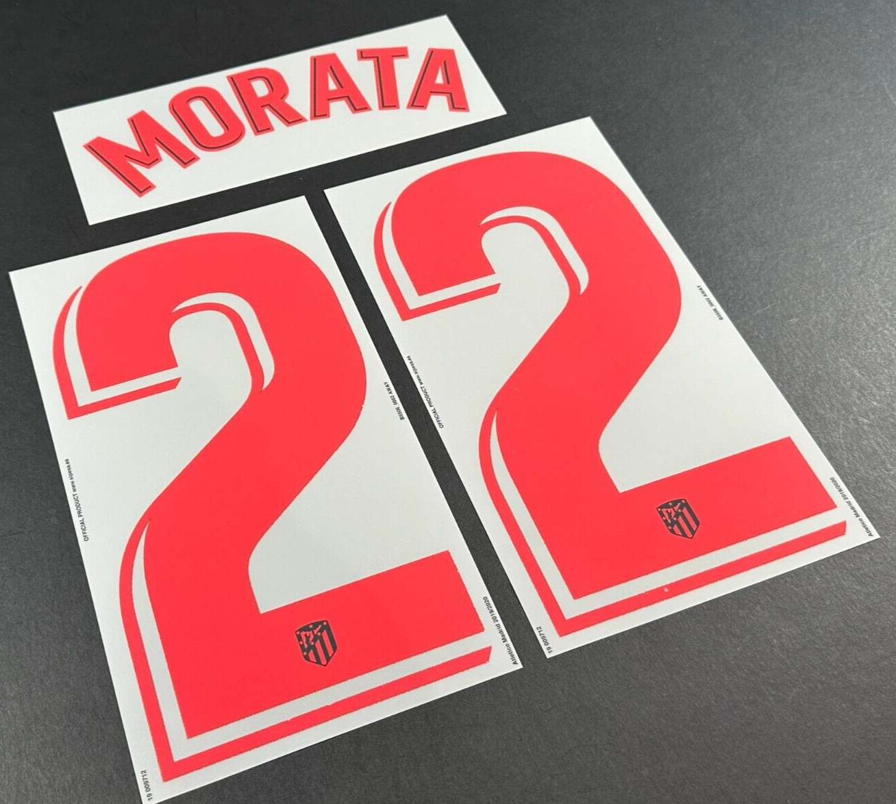 2019 2020 OFFICIAL ATLETICO MADRID MORATA 22 AWAY PLAYER SIZE NAMESET