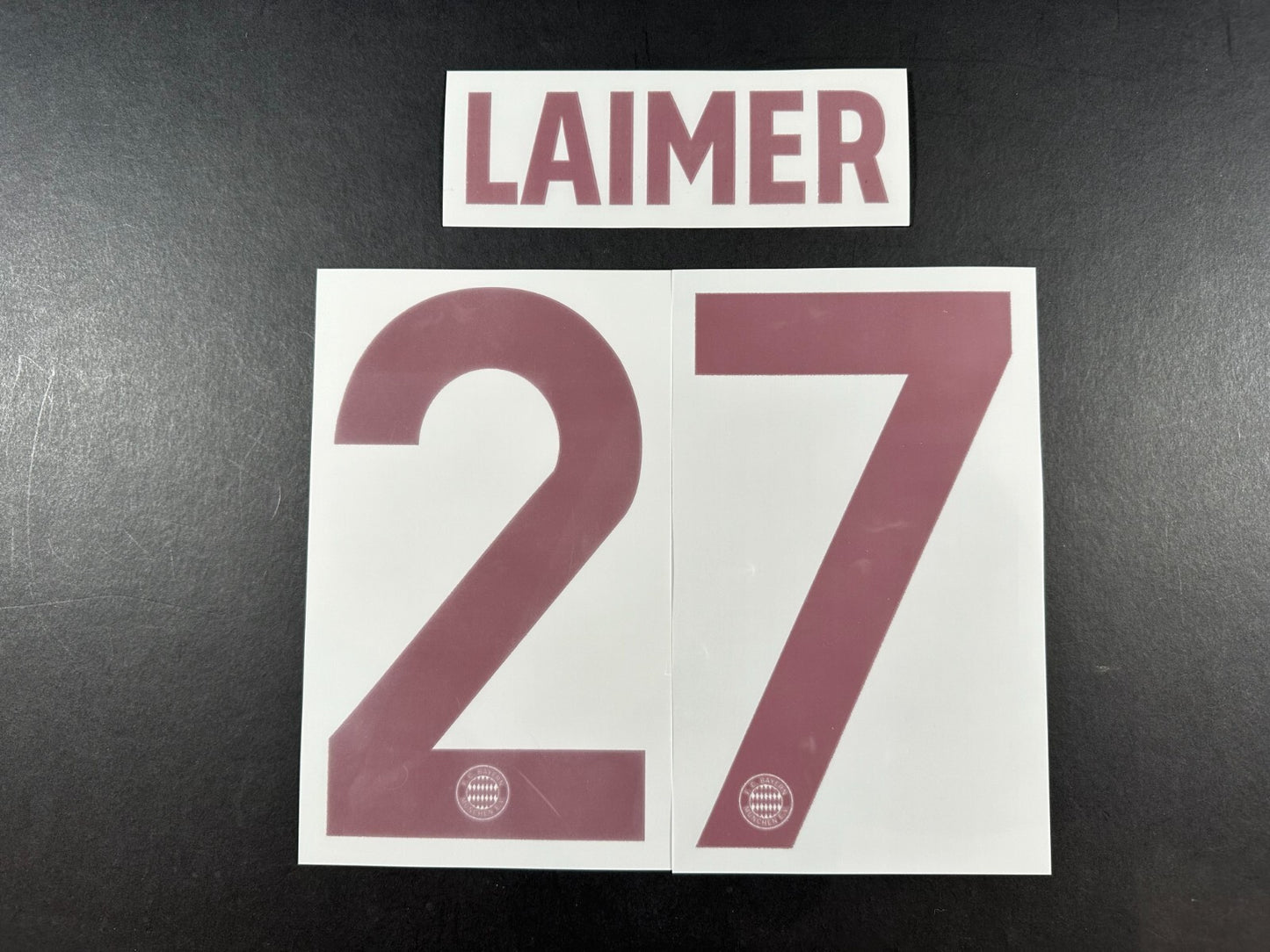 2024 2025 OFFICIAL BAYERN LAIMER 27 THIRD 3RD UCL RED PLAYER SIZE NAMESET