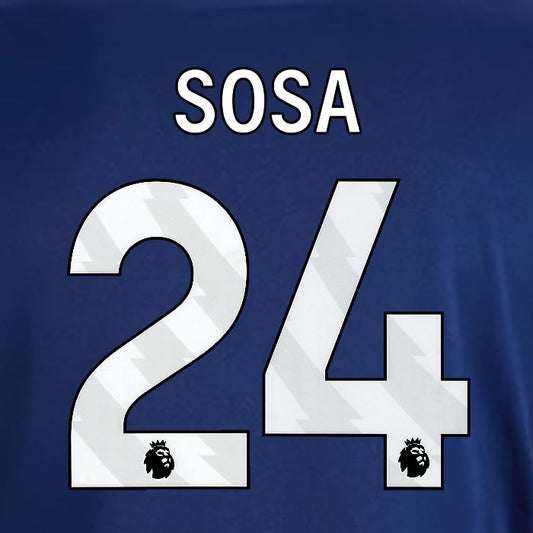 2024 2025 OFFICIAL NOTTINGHAM SOSA 24 WHITE AWAY PLAYER SIZE NAMESET