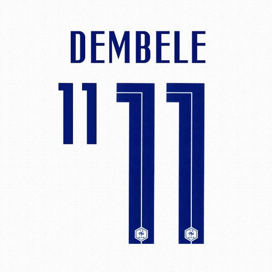FRANCE 2020 2021 OFFICIAL DEMBELE 11 AWAY PLAYER SIZE NAMESET
