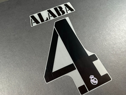 2022 2023 AVERY DENNISON REAL MADRID ALABA 4 HOME BLACK PLAYER SIZE NAMESET