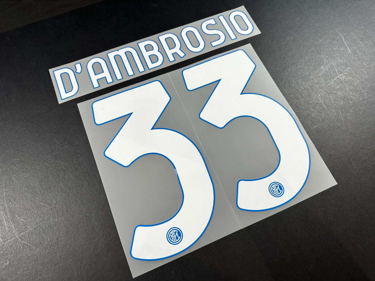 INTER MILAN 2020 2021 D AMBROSIO 33 OFFICIAL HOME WHITE PLAYER SIZE NAMESET