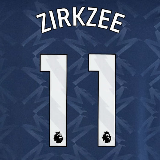 2024 2025 MANCHESTER UNITED ZIRKZEE 11 AWAY WHITE PLAYER SIZE NAMESET