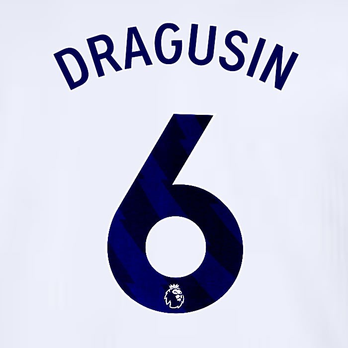2024 2025 TOTTENHAM DRAGUSIN 6 BLUE HOME PLAYER SIZE NAME SET