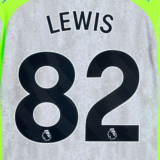 2025 2026 MANCHESTER CITY LEWIS 82 BLACK 3RD PLAYER SIZE NAME SET