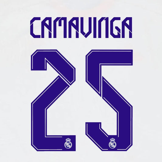 2021 2022 AVERY DENNISON REAL MADRID CAMAVINGA 25 HOME PLAYER SIZE NAMESET