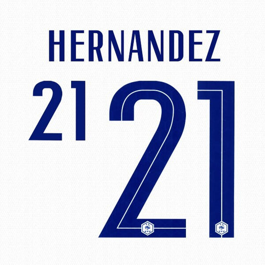 FRANCE 2020 2021 OFFICIAL HERNANDEZ 21 AWAY PLAYER SIZE NAMESET