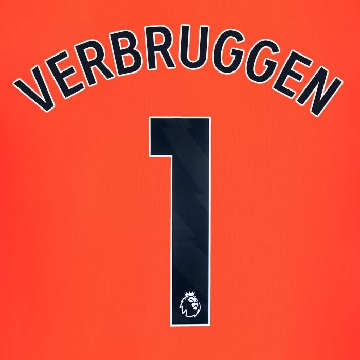 2023 2024 BRIGHTON VERBRUGGEN 1 OFFICIAL BLACK 3RD PLAYER SIZE NAME SET