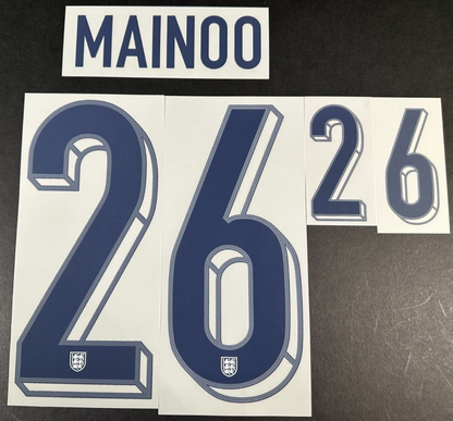 ENGLAND 2024-2025 OFFICIAL SPORTING ID MAINOO 26 HOME PLAYER SIZE NAME SET