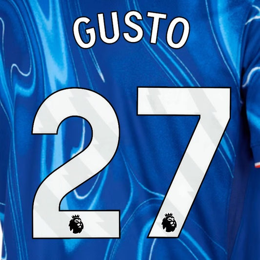 2024 2025 OFFICIAL CHELSEA GUSTO 27 WHITE HOME PLAYER SIZE NAMESET