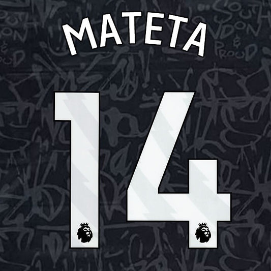 2023 2024 OFFICIAL CRYSTAL PALACE MATETA 14 WHITE 3RD PLAYER SIZE NAMESET