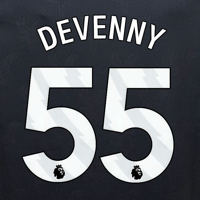2024 2025 OFFICIAL CRYSTAL PALACE DEVENNY 55 WHITE 3RD PLAYER SIZE NAMESET