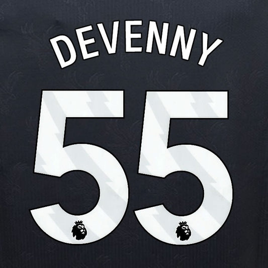 2024 2025 OFFICIAL CRYSTAL PALACE DEVENNY 55 WHITE 3RD PLAYER SIZE NAMESET