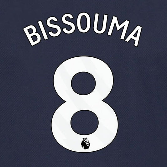 SPURS 2023 2024 BISSOUMA 8 AVERY DENNISON WHITE AWAY PLAYER SIZE NAME SET