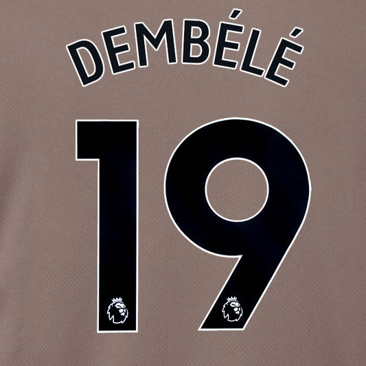 SPURS 2023 2024 DEMBELE 19 BLACK 3RD PLAYER SIZE NAME SET