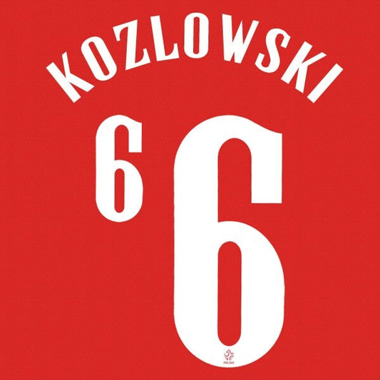 2020 2021 OFFICIAL POLAND KOZLOWSKI 6 AWAY WHITE PLAYER SIZE NAMESET