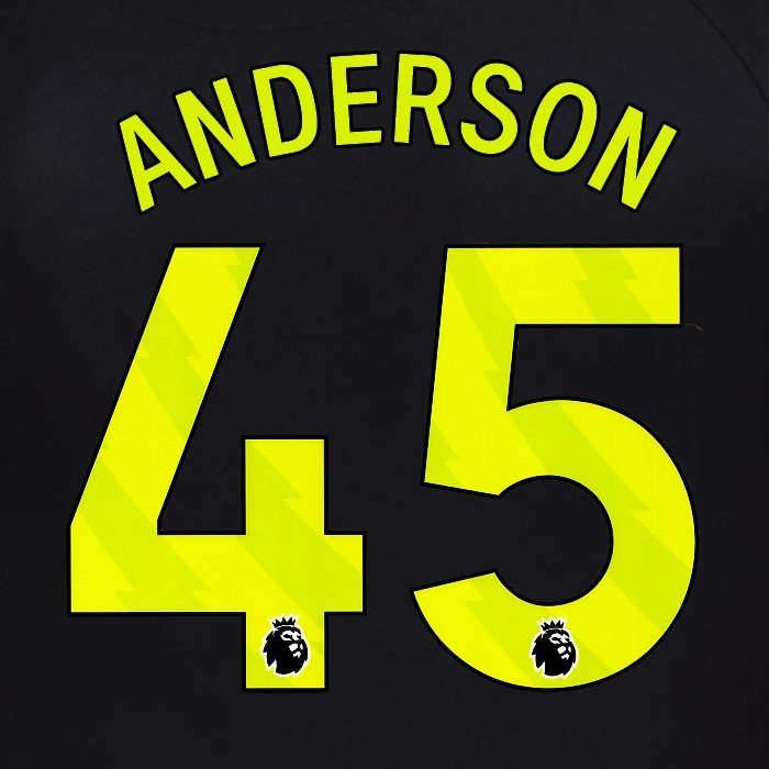 2025 2026 OFFICIAL SUNDERLAND ANDERSON 45 YELLOW 3RD PLAYER SIZE NAME SET