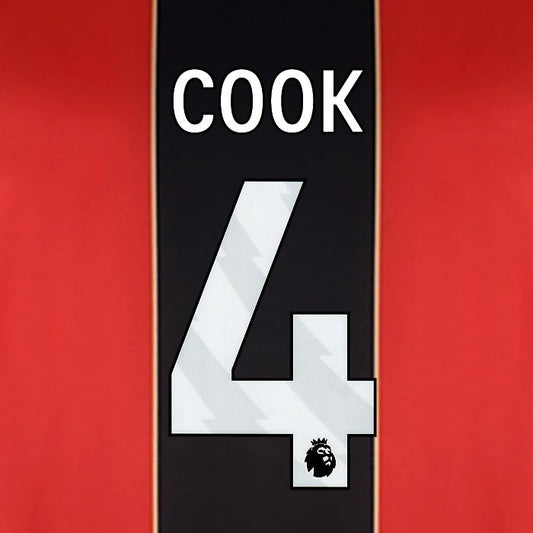 2024 2025 BOURNEMOUTH COOK 4 WHITE HOME PLAYER SIZE NAME SET