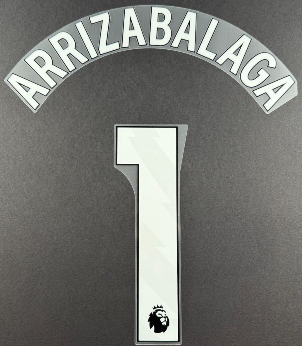 CHELSEA 23/24 ARRIZABALAGA 1 OFFICIAL AVERY DENNISON WHITE PLAYER SIZE NAME SET