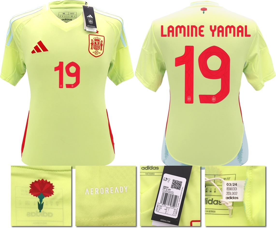 BNWT 2024 2025 SPAIN ADIDAS AWAY SHIRT LAMINE YAMAL 19 MEN'S